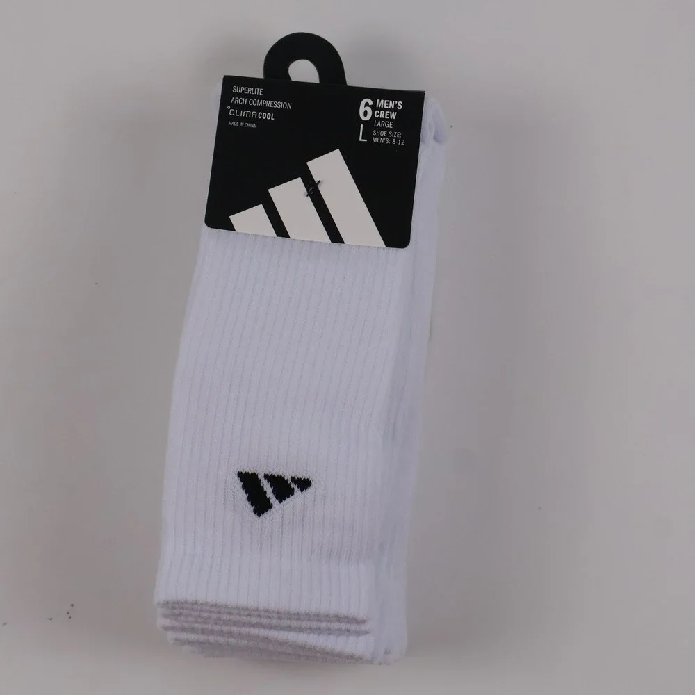 Adidas Crew Socks Superlite ClimaCool White Solid L 6 Pack NWT